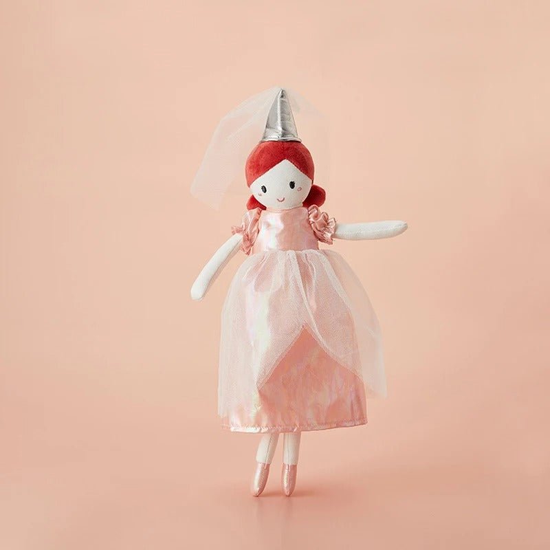 doudou bébé fille poupée princesse avec une robe rose de chapeau