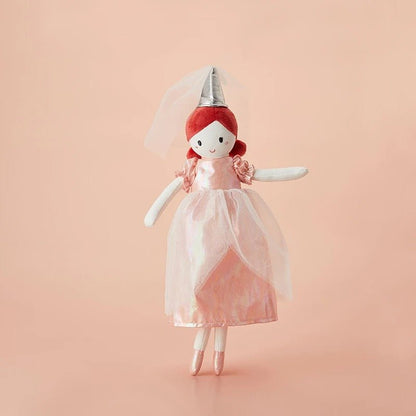 doudou bébé fille poupée princesse avec une robe rose de chapeau