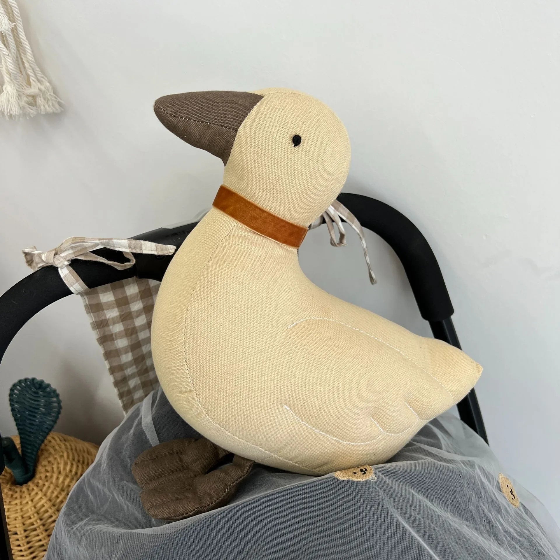 doudou bebe animaux canard beige 