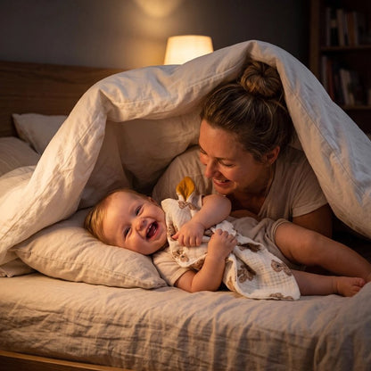doudou lapin maman rigole avec bebe 