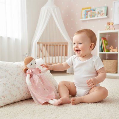 doudou naissance fille rigole