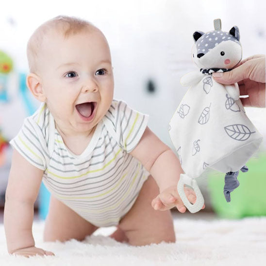 doudou pour bebe renard avec petit garcon ricaneur 