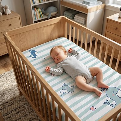 Drap housse lit bebe draps petite baleines 