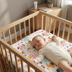 Drap housse lit bebe couché sur le dos 