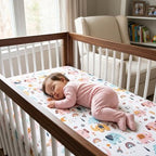 Drap housse lit bebe fillette en pyjama rose 