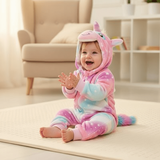 Pyjama Licorne Bébé Adorable - Multicolore Magique
Enfant qui applaudit pyjama en  licorne 