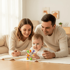 hochets bébé Famille avec bébé jouant ensemble