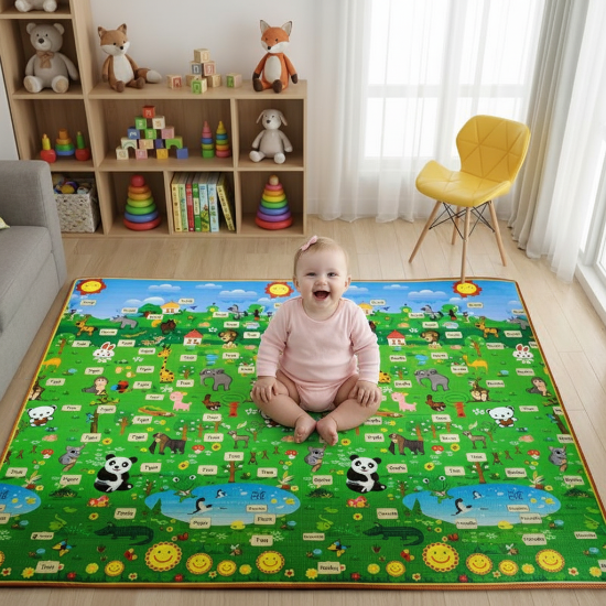Grand Tapis Deveil Fillette tapis jungle assise