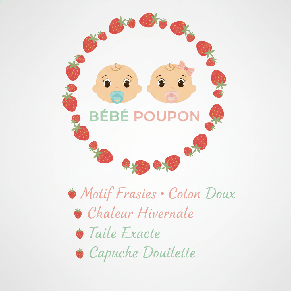 barboteuse bebe fille complet manche Format carré logo fraises haut features bas