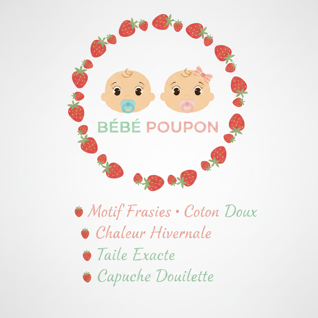 barboteuse bebe fille complet manche Format carré logo fraises haut features bas
