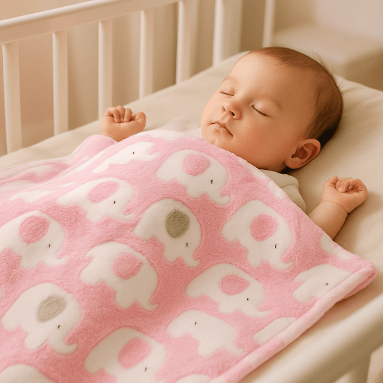 Couverture Bébé Éléphant Velours - Douceur Sécurisée rose bebe