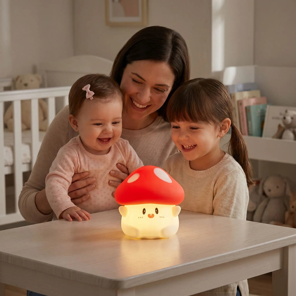 veilleuse pour bébé avec maman soeur et bebe fille 