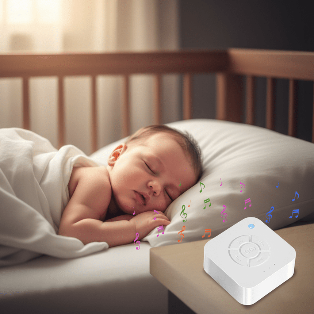 veilleuse bruits blanc
avec Gros plan bébé endormi machine bruit blanc carré