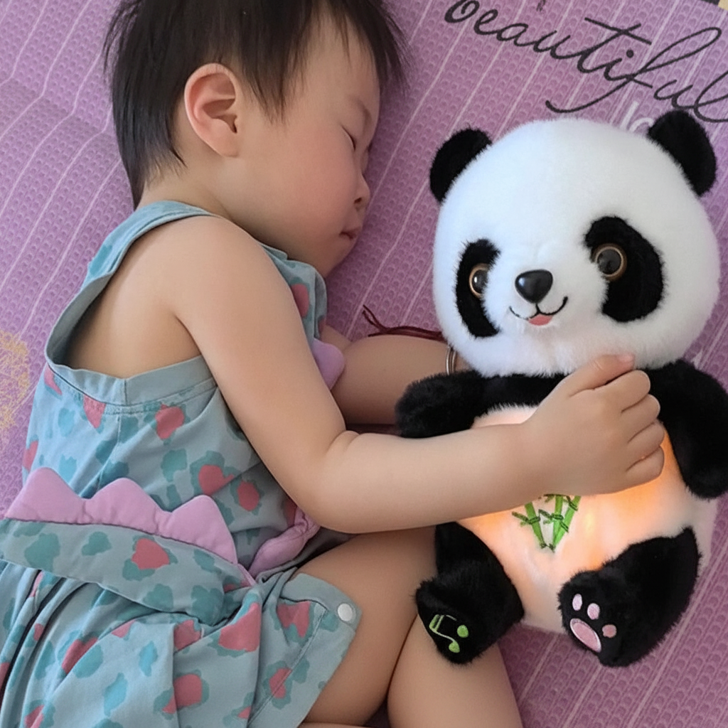 petit ourson et Gros plan bébé endormi panda lumineux