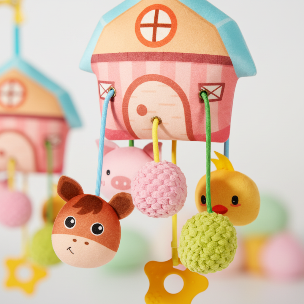 jeux d'éveil bébé 3 mois
Gros plan jouet ferme détails animaux