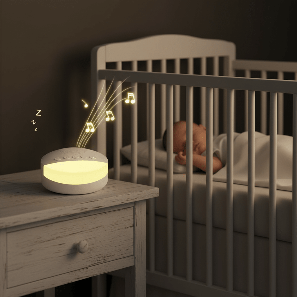 veilleuse musicale et lumineuse Gros plan machine bruit blanc bébé