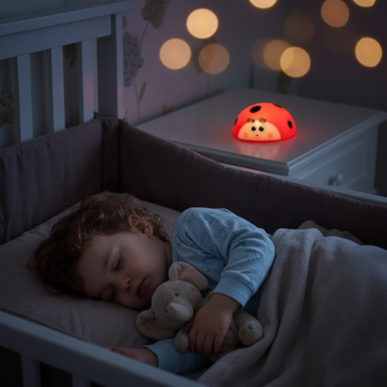 veilleuse rechargeable usb Gros plan veilleuse coccinelle