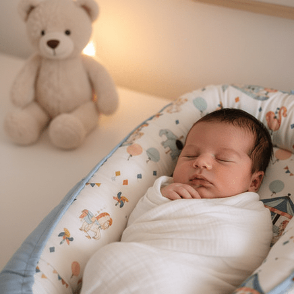 reducteur de lit pour bebe
Gros plan visage bébé réducteur carrousel veilleuse