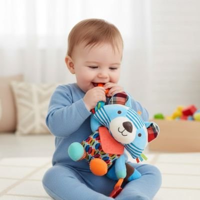 hocher bebe
avec le sourire mort sur le jouet