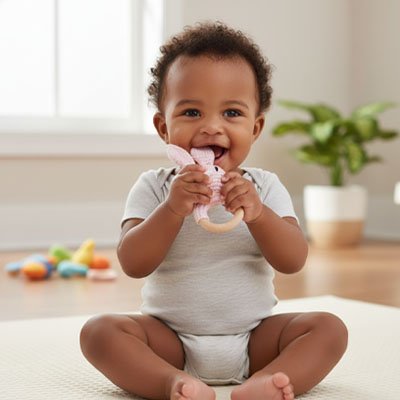 Hochet bebe lapin rose