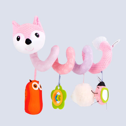 hochet pour bebe tornade renard rose et miroir 