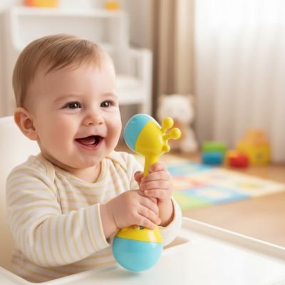 hochets bébé joyeux et souriants 
