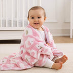 Couverture Bébé Éléphant Velours - Douceur Sécurisée rose

