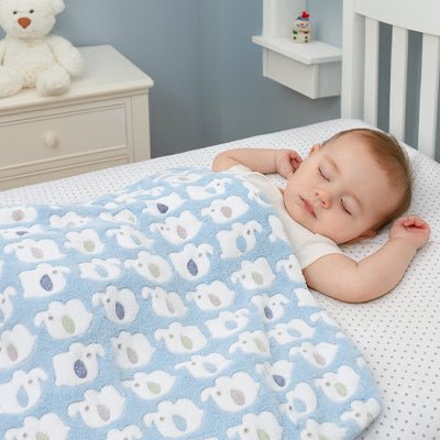 Couverture Bébé Éléphant Velours - Douceur Sécurisée bleue bebe 