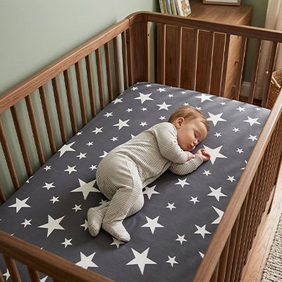 Drap housse lit bebe etoile blanches