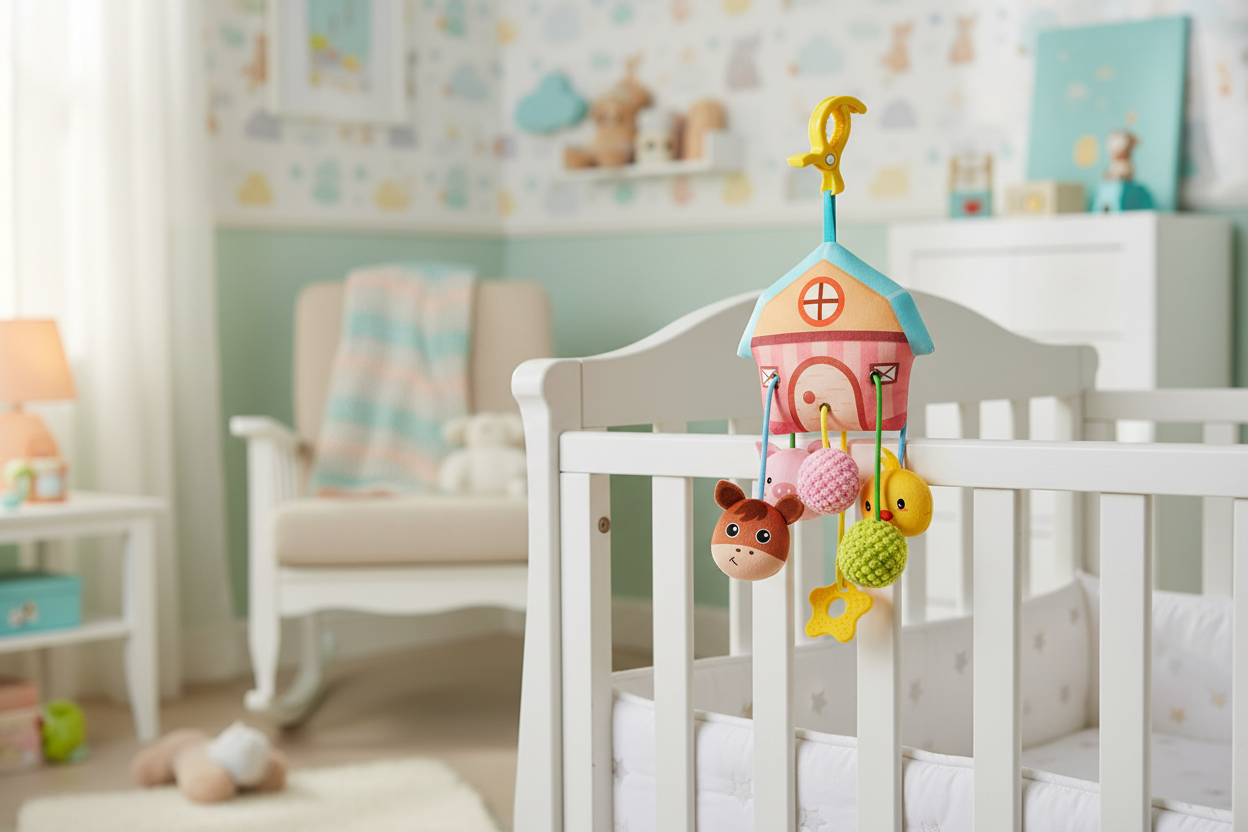 jeux d'éveil bébé 3 mois et Jouet ferme accroché berceau nursery