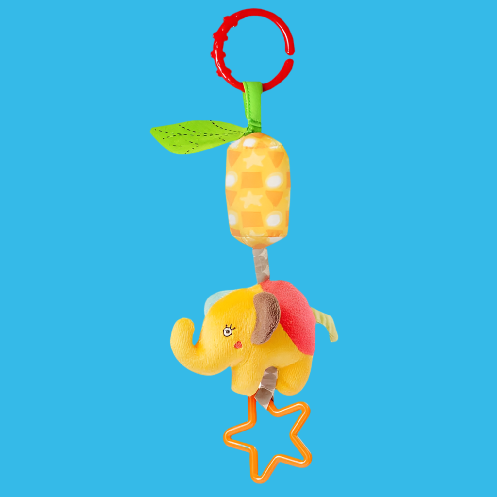 jouet poussette bebe éléphant jaune