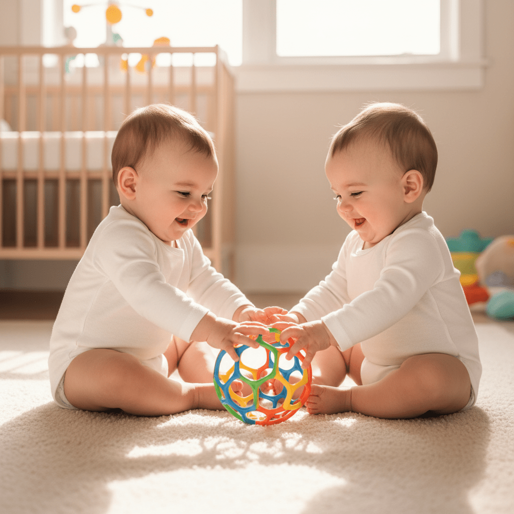 Balle sensorielle bebe Jumeaux garçon fille face à face balle sensorielle