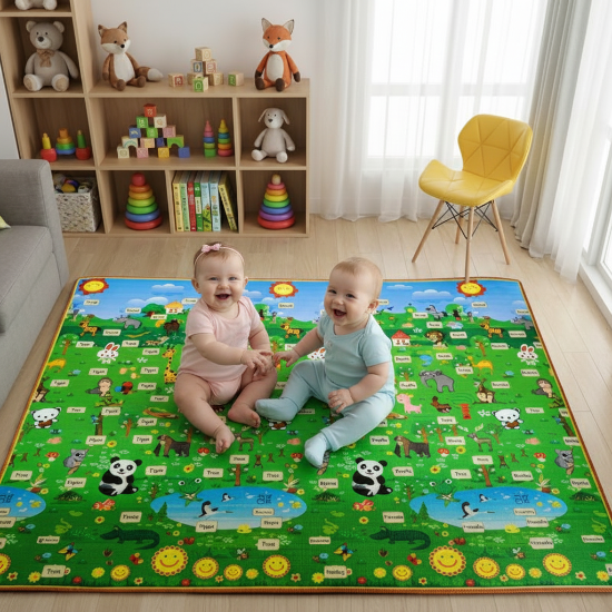 Grand Tapis Deveil avec Jumeaux sur tapis jungle