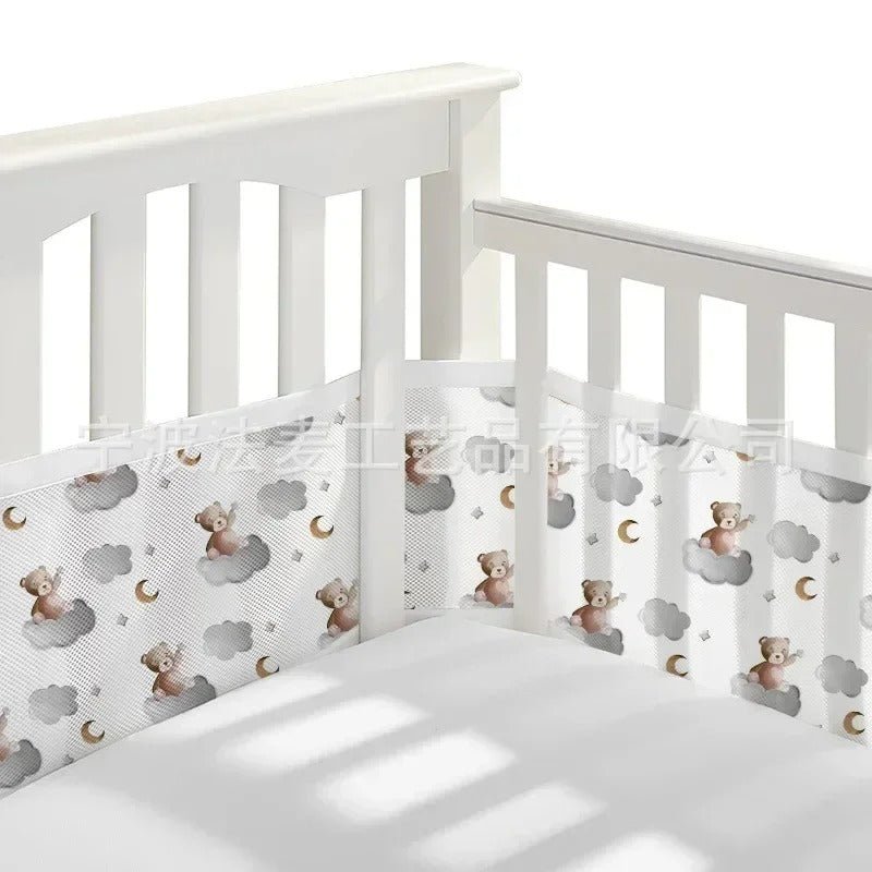 Tour de Lit Respirant Bébé - Sécurité & Aération Optimale ourson transparent