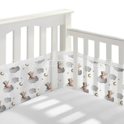 Tour de Lit Respirant Bébé - Sécurité & Aération Optimale ourson transparent