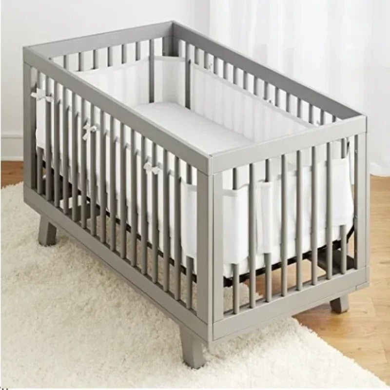 Tour de Lit Respirant Bébé - Sécurité & Aération Optimale gris