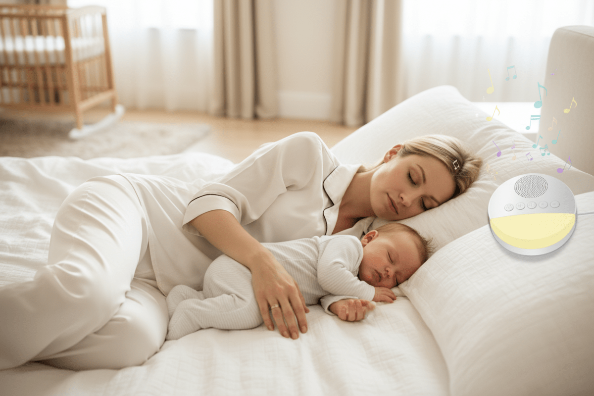 veilleuse musicale et lumineuse Maman bébé endormis machine bruit blanc