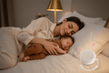 veilleuse bébé bruit blanc et Maman bébé endormis soir machine bruit blanc beige