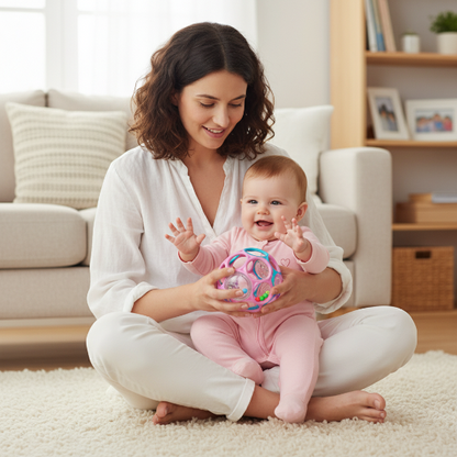 Balle Sensorielle Bébé et sa Maman bébé fille tapis balle sensorielle rose violet