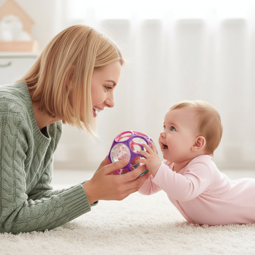 balle sensorielle bebe Maman bébé fille ventre tapis balle rose violet