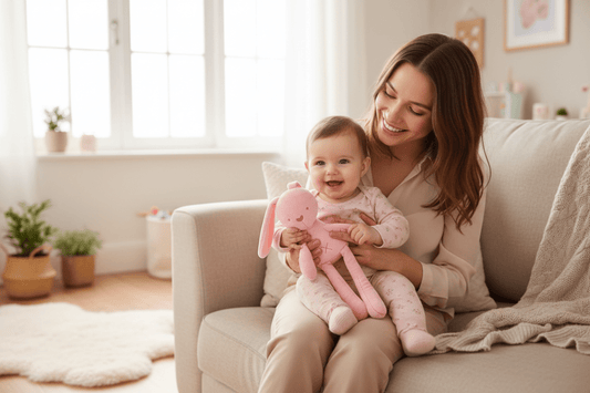 Maman bébé lapin rose