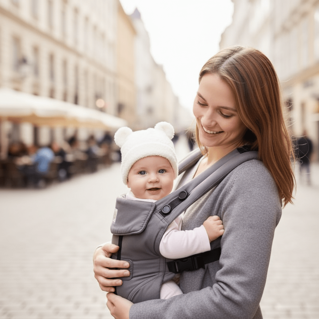 Maman bébé porte-bébé bonnet blanc ourson