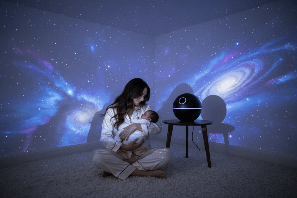 Maman berce bébé galaxie
