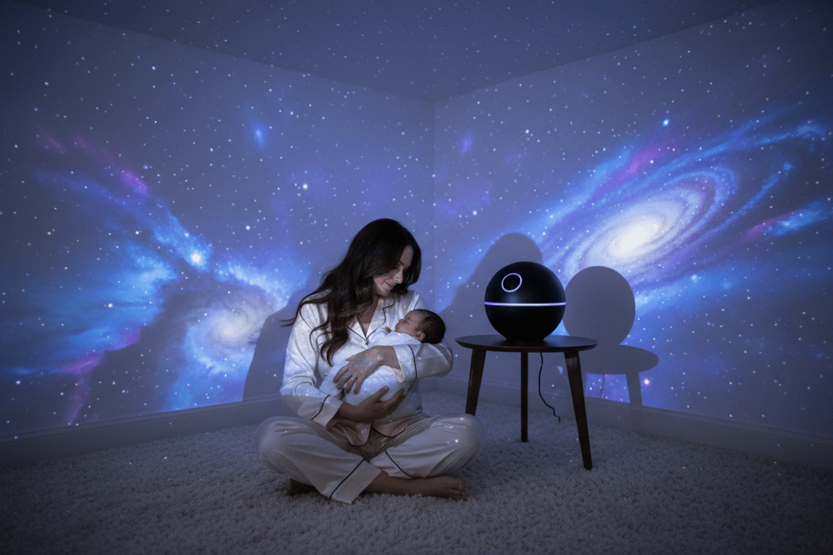 Maman berce bébé galaxie