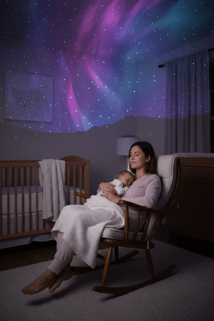 veilleuse aurore boreale Maman chaise berçante galaxie