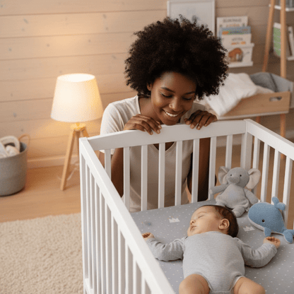 Drap housse lit bébé et Maman doudous – drap couronnes clair