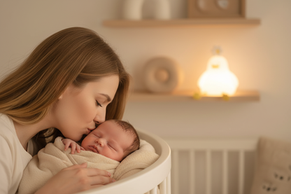 Maman embrasse bébé veilleuse canard