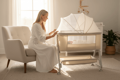 berceau 4 en 1 Maman et bébé berceau beige chambre scandinave