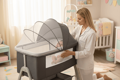 berceau 4 en 1  Maman et bébé berceau gris foncé chambre