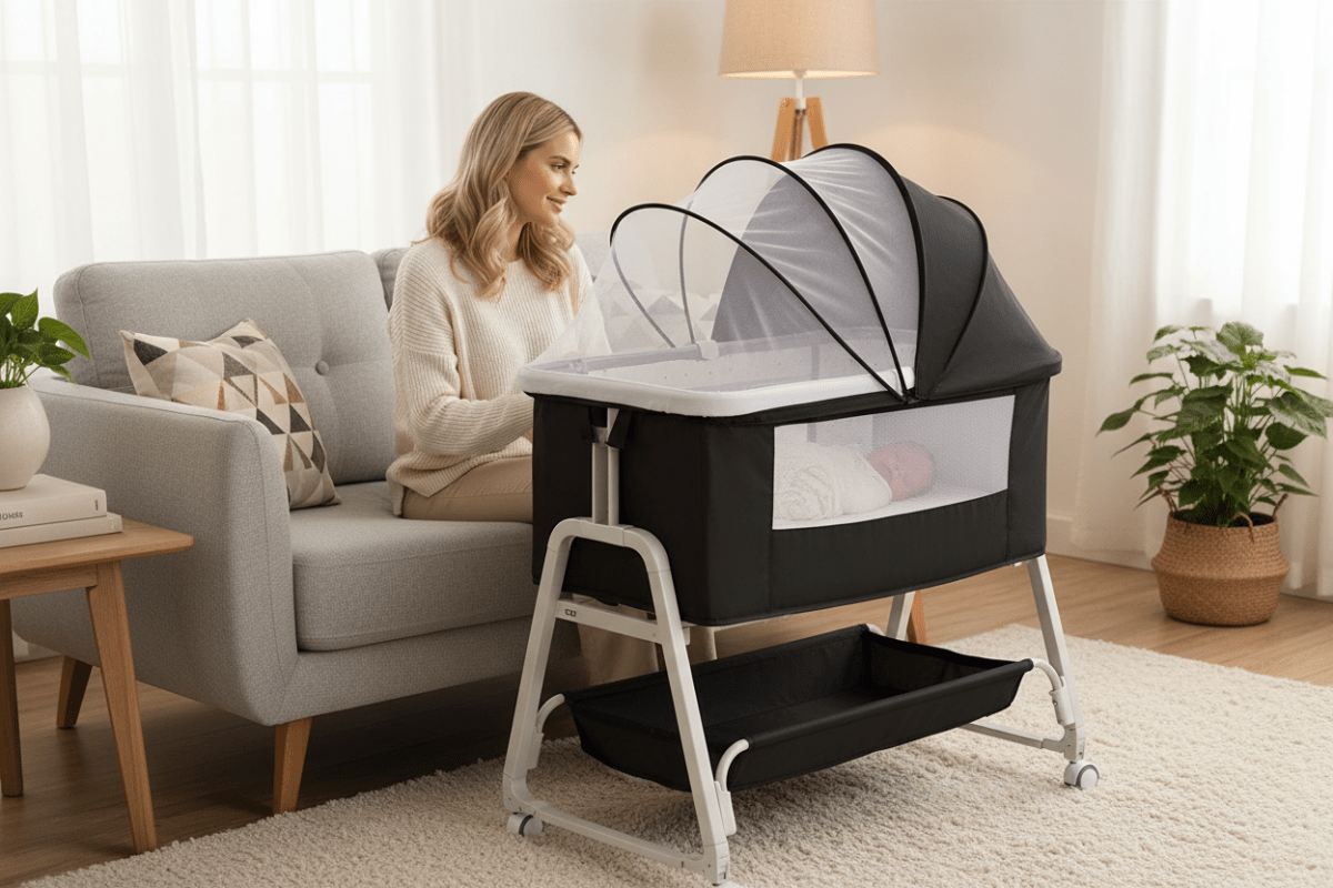 berceau 4 en 1  Maman et bébé berceau noir salon